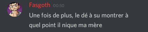 Anna454__'s tweet photo. Le seum post perte de combat avec 0 luck aux dés
#VHuniverse https://t.co/zUHrTnmvJf