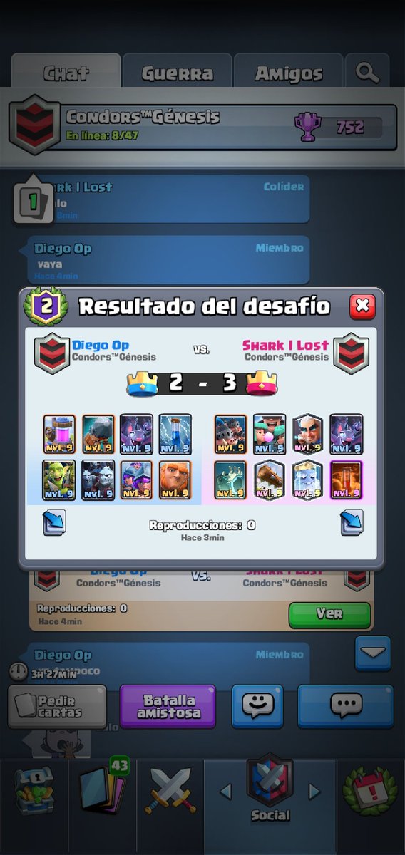 Nunca me había tocado ver a 2 del mismo clan encontrarse en desafío jajaja snipe en el mismo clan, no se puede confiar ya :'v