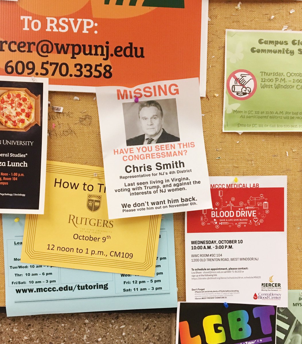 kategabrielle's tweet photo. Channeling my anguish into something productive today. I printed up some flyers and hung them up at my local grocery store &amp; alma mater. If it makes just one person think about voting my terrible Republican congressman out, then it was worth it. https://t.co/0ZvHkNBj7e