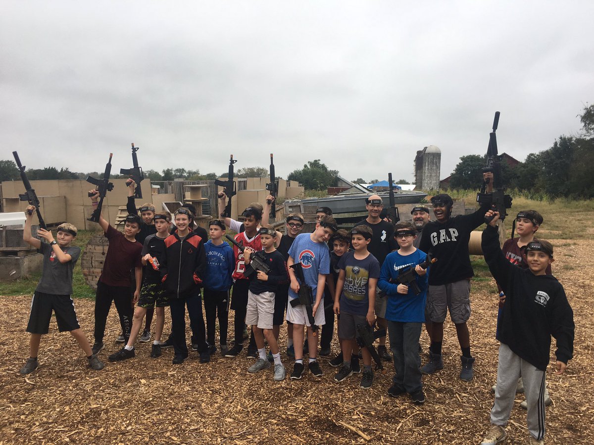 BullseyeLaser's tweet photo. On this cloudy day, these young men played our biggest and most exciting Fortnite party. Intense squads all day for this group! #Bullseyevirtualcombat #lasertag #newjersey #icombat #pewpewlife #videogames #gamer #blackops4 #njgaming #njgamers #cod #bf1 #fortnite #pubg #birthday https://t.co/D62tyn3RkC