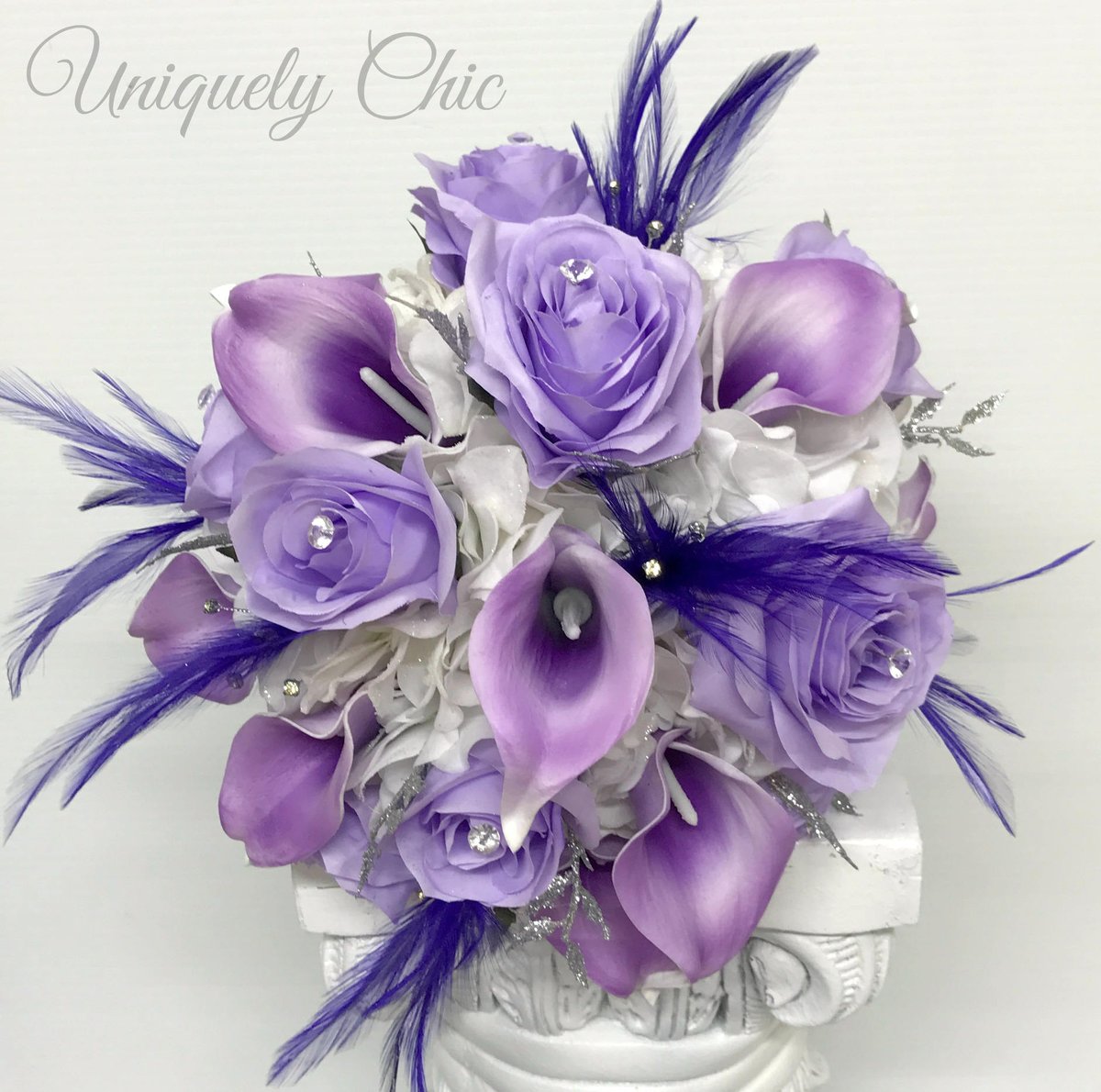 uniquelychic4's tweet photo. Wedding bouquet, Bridal bouquet, Purple lavender Rose bouquet, Roses calla lilies with feathers and silver Bling bouquet https://t.co/jwWdibYI21 #silkweddingflowers #keepsakebouquet #weddingbouquets #weddings #weddingflowers https://t.co/1t1ug5vIdD