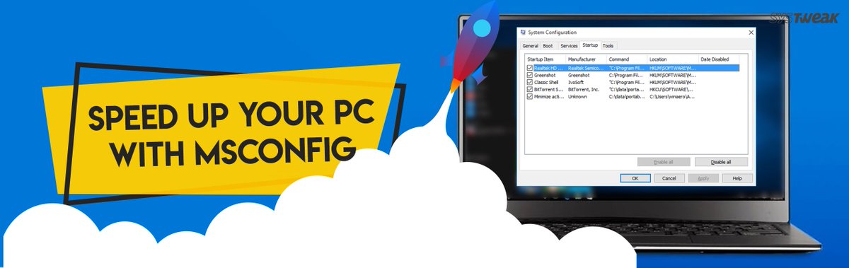 systweak's tweet photo. How To Speed Up Your PC With MSCONFIG https://t.co/mDru0QDuXU #HowTo #TechTips #PC #MSCONFIG #Windows10 #AdvancedSystemProtector https://t.co/GPTu77vDxu