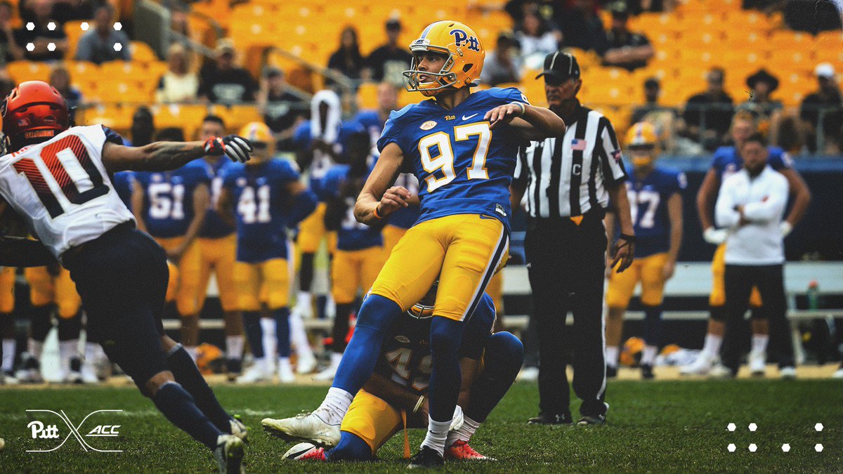 Pitt_FB's tweet photo. AK9️⃣7️⃣ was 🔥 today...

✅ Heinz Field record 55-yd FG
✅ Go-ahead 54-yd FG
✅ Game-tying 45-yd FG
✅ Career-high 14 total points

Bravo, Alex Kessman‼️

#H2P 🔒 #LockTheGates https://t.co/hea8LsRWBX