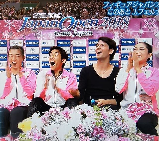 azayakanablue's tweet photo. Team Japan???🇯🇵😁
#japanopen2018
#stephanelambiel
#nobunarioda
#shomauno
#satokomiyata
#kaorisakamoto
#maoasada
#gomao
#thankyoumao
#superstarmao
#thankstour
#maotour
#浅田真央
#FigureSkater #FigureSkating #Skater #Skating #IceSkating #skates #iceskat… https://t.co/0ubIYTnE3O https://t.co/RKT1nhRKed