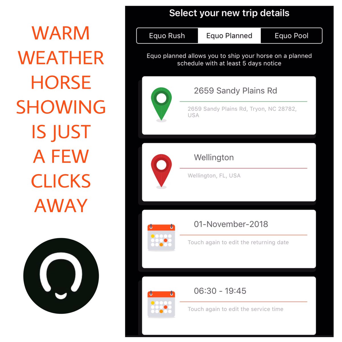 RideWithEquo's tweet photo. Book your horse's trip south with just a few clicks. Download the EQUO app! 👇
📱App Store
https://t.co/ftzpdRupgm
📱Google Play
https://t.co/UUzxNYQfbB https://t.co/e8HYMNqjt6