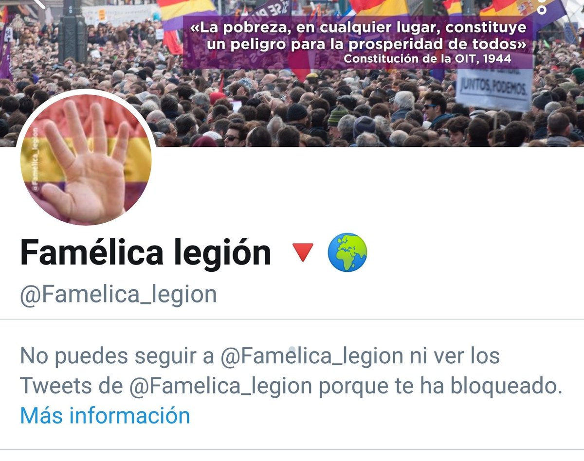 Viernes333's tweet photo. Vaya! Me ha bloqueado @Famelica_legion y alguna de sus cuentas por dar mi opinión en @MiercolesRepubl. Qué demócrata. 

¿Este no es el q dice que no bloquea a republicanos ni ataca a acciones republicanas? Pues sé q somos legión los bloqueados por él.

#L6Narrimadas
#FelizDomingo https://t.co/tdeucDwOaq