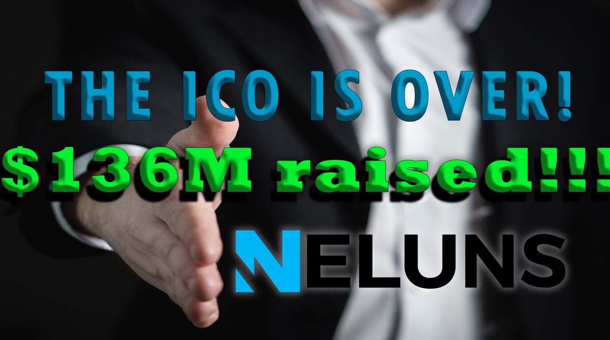 Neluns ICO is Over!⭐️
We achieved the goal! $136.000.000 😱💥
Neluns reached the Hard Cap! It is incredible!
Congratulations, NLS token holders and investors!🎉
And thank you for your investments, your support and your trust!🤝
We’ll not fail you!🙌🏼

Sincerely yours,
Neluns Team.