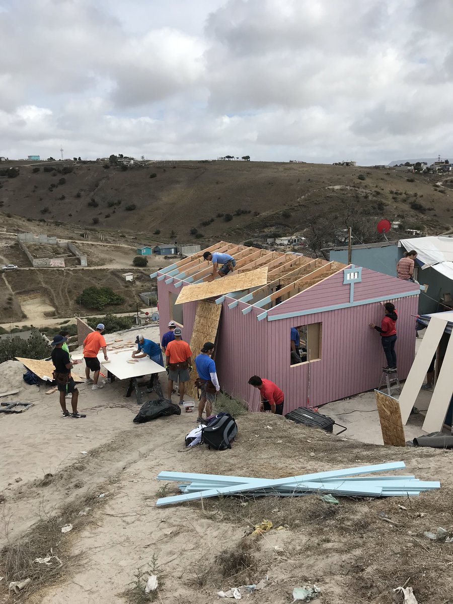 USDbaseball's tweet photo. Today we had the unbelievable opportunity to serve two beautiful families in Rosarito, MX with Homes For Hope. With just Day 1 in the books, our boys got after it and are looking forward to completing both the houses tomorrow. Here is a peek at the progress thus far! https://t.co/4fGsuLCz2q