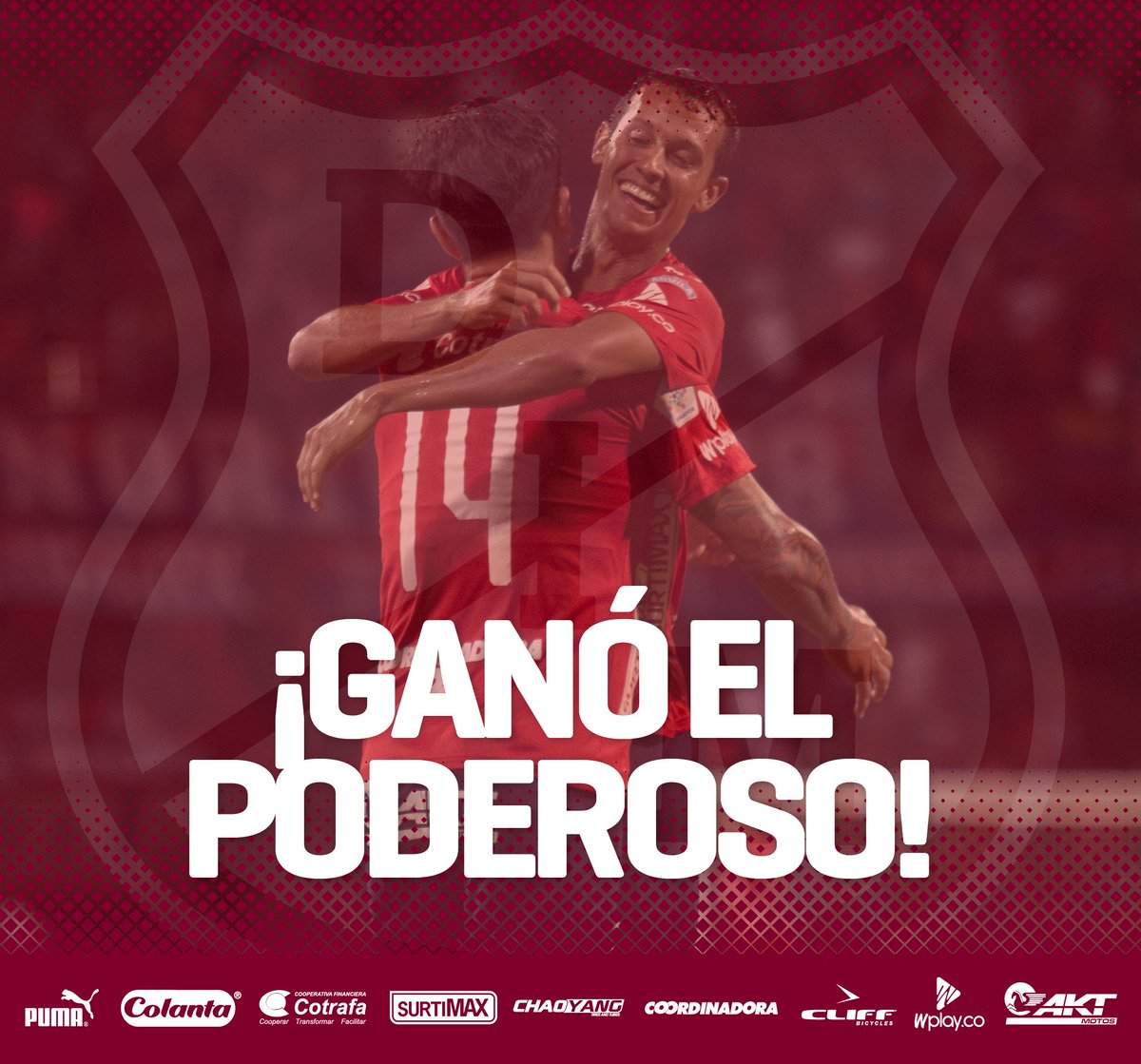 DIM_Oficial's tweet photo. 🔴🔵⚽ ¡Ganó el #Poderoso!

Sonríe la ciudad. #DIMRadio1440AM #ClásicoPaisa 2 (@Germancanoofi, #Larry) - 1.

#VamosMedellín, te queremos mucho. https://t.co/6iT8ZF4Dmb