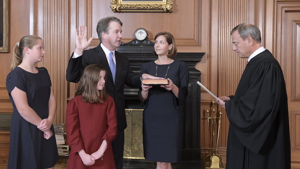 thehill's tweet photo. Kavanaugh sworn in as Supreme Court justice https://t.co/9PdZzqkmfe https://t.co/0DbHIKG0Dl