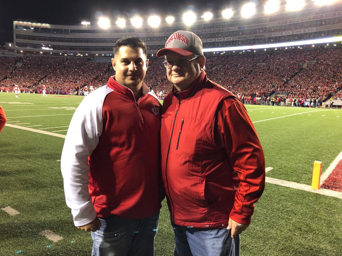 UWBadgers's tweet photo. The #Badgers salute Sergeant Andy Czahor, tonight’s Hometown Hero presented by @KwikTrip. Thank you for your service to our country! 🇺🇸 https://t.co/l52JW74VOK