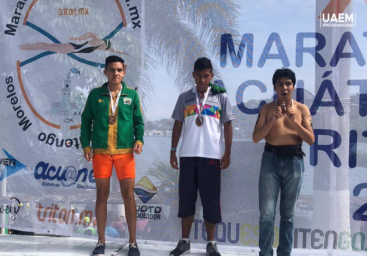 UAEM_MX's tweet photo. Felicidades a los universitarios Ángel y Luis Bejarano Salas, Mariana Carbajal y Mario Andrés Bravo Aguirre, por su destacada participación en el XX Maratón Acuático Tritón, en Tequesquitengo, Morelos, en el cual obtuvieron primeros lugares. #MiUniversidadEsDeporte #UAEMéx https://t.co/mpobgVJr5n