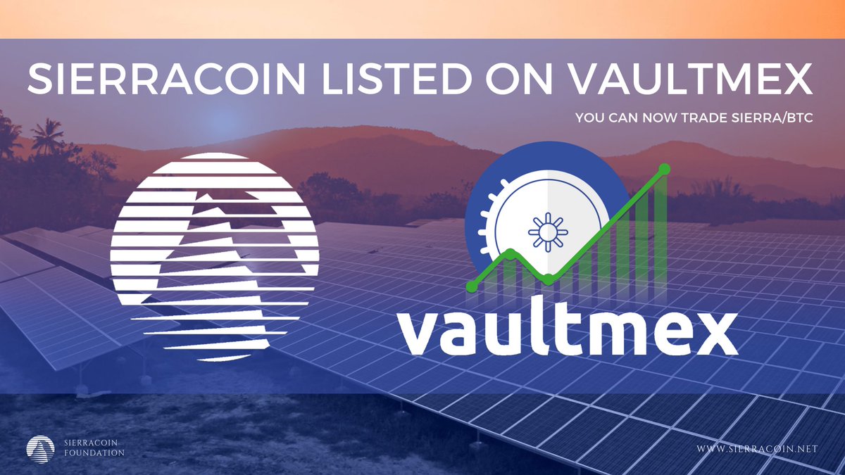 sierra_coin's tweet photo. We are happy to announce $SIERRA listed on VaultMeX! @VaultMex 
You can now trade $SIERRA/BTC on https://t.co/N01blQXwx2 https://t.co/b5jSDEgy8P