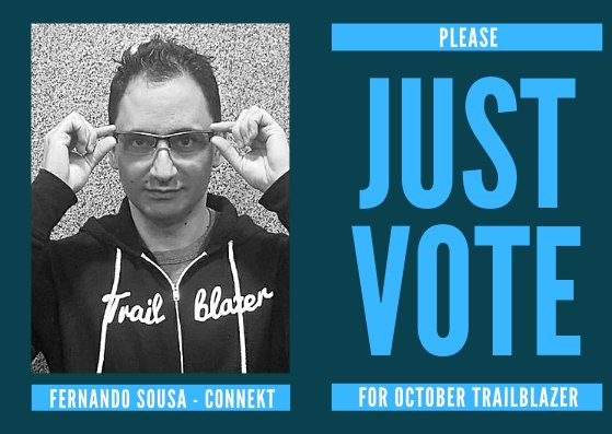 juliocvelarde's tweet photo. Temos 3 candidatos #Trailblazer do mês 
Este é Fernando Sousa da Connekt
- Bacharel em S.I.
- MBA
- #Salesforce Certified Platform Dev I
- Trailhead Ranger 100 bdgs e 50000 pts

Votar https://t.co/8Y236Cs8rh
Evento: https://t.co/2OD3daFLht
#ComunidadeSF: https://t.co/6gQecBGeEX https://t.co/GRLd7am0W9