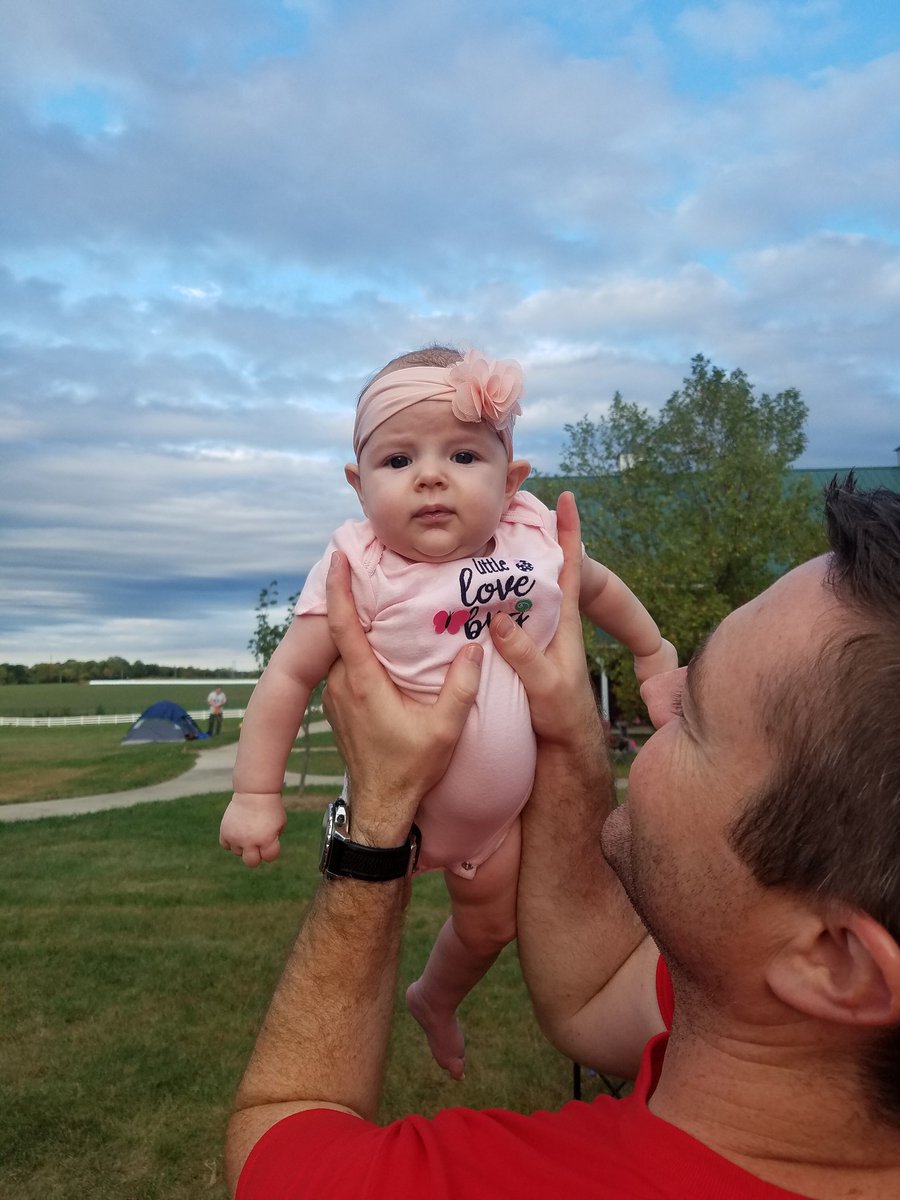 KSwim33's tweet photo. Evelyn and I were sad about the #Mizzou loss. She peed on her cute Mizzou outfit and I drove us out to the Mizzou Research Farm to visit the @boyscouts campout. We're both going to bed in better spirits. #Thereisalwaysnextweek #UpsetBama https://t.co/LvozJWytt6