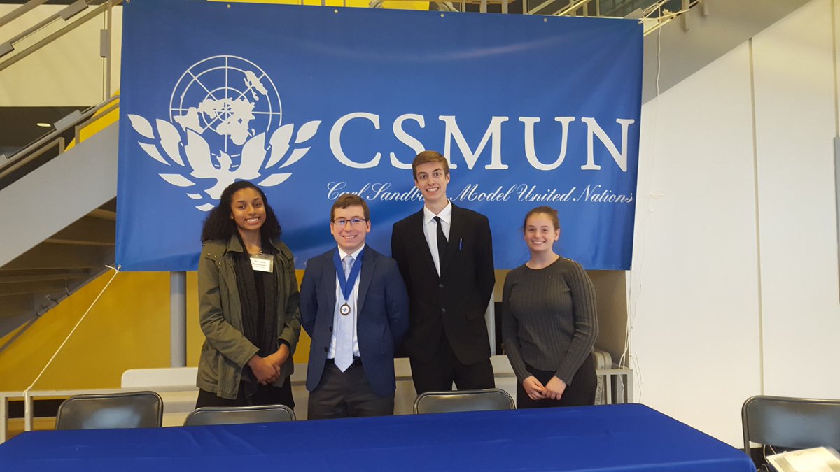 Jennabaldwin42's tweet photo. These young people give me hope for the future of our country! They listen to opposing ideas, discuss diplomatically, and create workable solutions. Laila had an article published, Dan recieved an honorable delegate medal, and 3 first timers bravely spoke! #csmun https://t.co/nRdAsSW284