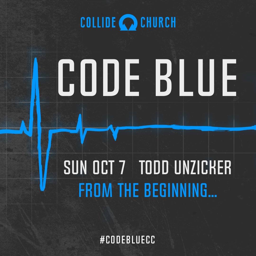 collide_church's tweet image. We cannot wait for the first week of our annual series #codebluecc! 🚨🔵 @ToddUnzicker, Sending Pastor of @SummitRDU of Durham, will be kicking off our series this Sunday at 8:30am, 10am &amp;amp; 11:30am at our downtown Yadkinville location!