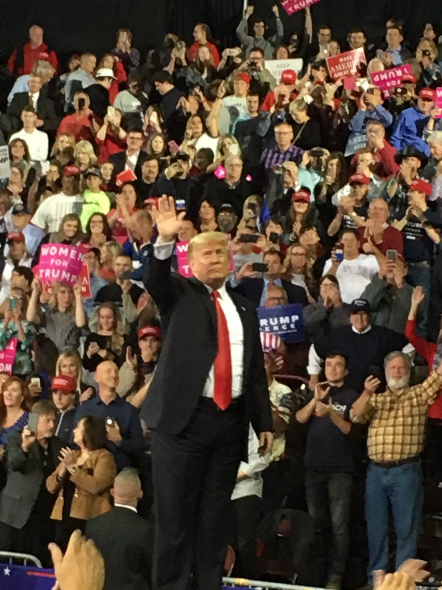 dseitzgop's tweet photo. I was at the Trump Rally in Kansas tonight where Trump supporters sang “We Are the World” @greggutfeld. What a contrast with screaming liberals, but the media won’t report that! #MAGA #ksleg https://t.co/lyNYS9U4aW