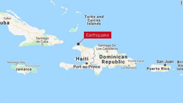 cnnbrk's tweet photo. A magnitude 5.9 earthquake struck near Haiti, according to the US Geological Survey. There was damage in the northern sections of the country, President Jovenel Moïse tweeted. https://t.co/9m9GVJIahR https://t.co/fxGwGLnvhy