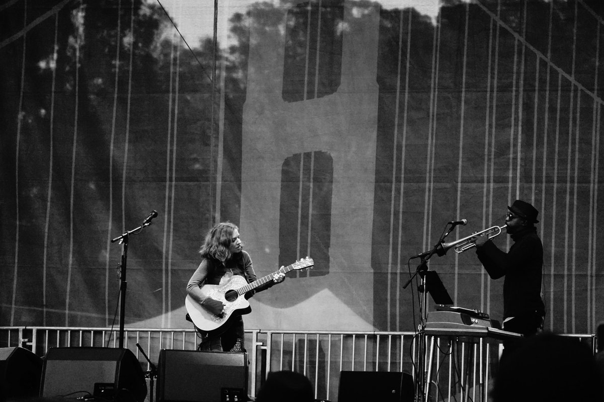‪Ani DiFranco‬ playing on the Tower of Gold Stage at Hardly Strictly Bluegrass in Golden Gate Park