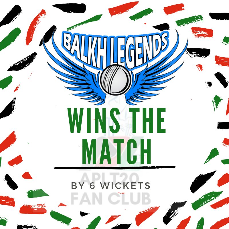APLT20FC's tweet photo. Match Update: Afghanistan Premier League T20 Cricket Match 3
Score Update: Balkh Legends win by 8 wickets against Kabul Zwanan
#aplt20fc https://t.co/lOz8lLHmyg