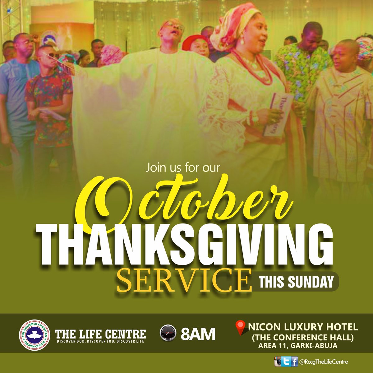 rccg_lifecentre's tweet photo. "Shout joyfully to God, all the earth! Sing the glory of His name; make His praise glorious. Say to God, ‘How awe-inspiring are Your works! (Psalm 66:1-4)
Join us 8am this morning for #Thanksgiving @NiconLuxury
#ThanksgivingService
#MonthofProgress
#GreatAchievement https://t.co/bB7k7BaRuG