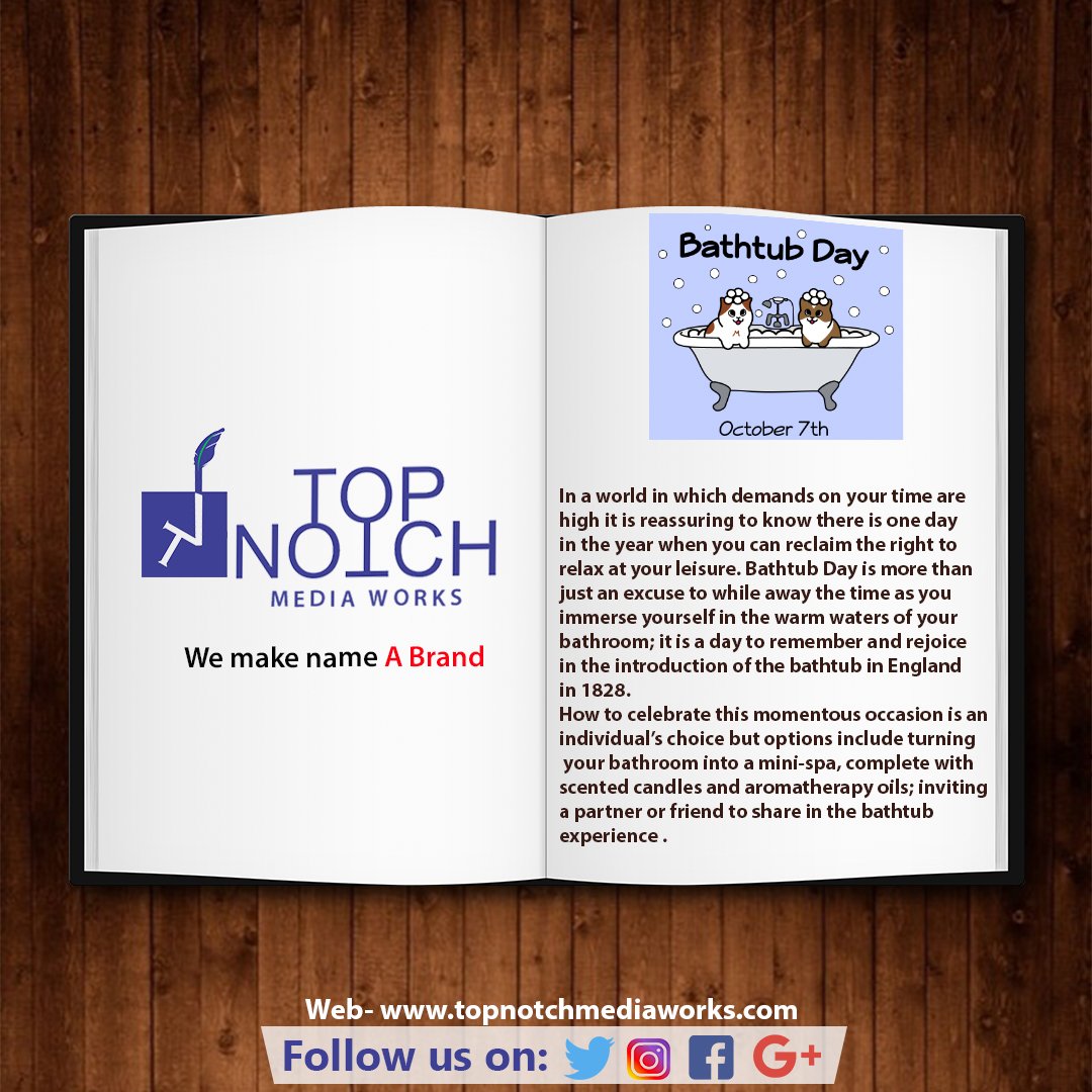 works_top's tweet photo. Its Bathtub Day..
#branding #logodesigning #brandbuilding #strategicplanning #digitalmedia #stafftraining #productdesigning #printmedia #events #B2Bbranding #ownertraining #businessplans #graphics #classy #followfoefollow #brandmaking #wemakenameabrand #marketing https://t.co/Q3B8DcykWd