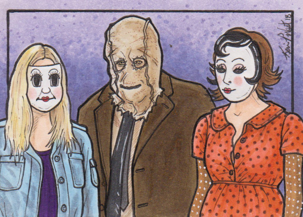 KevinPWest23's tweet photo. Day 06: The Strangers @TheStrangers #Inktober2018 #Monstober2018 #Horror #Scary #Creepy #Ink #Copic #GellyRoll #ArtCards #TradingCards #TheStrangers #Masks #Cute #Sack #BurlapBag #HomeSweetHome #F_Hashtags https://t.co/mFm613mzsn