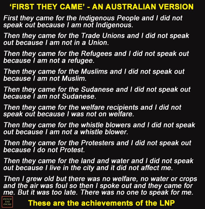 DicksDitch's tweet photo. THINK ABOUT THIS BEFORE THE NEXT ELECTION - #VoteNoLNP #AusPol #JohnDory49 #AndThenTheyCame #ABC730 @QandA #LNP #BillShorten #AusVotes2019 #CanPoli #AusPoli #GoBackLive #Refugees #Greens #Activism #LNPMemes #MarchAustralia https://t.co/mCf7W5223O https://t.co/qTOnMiyafy