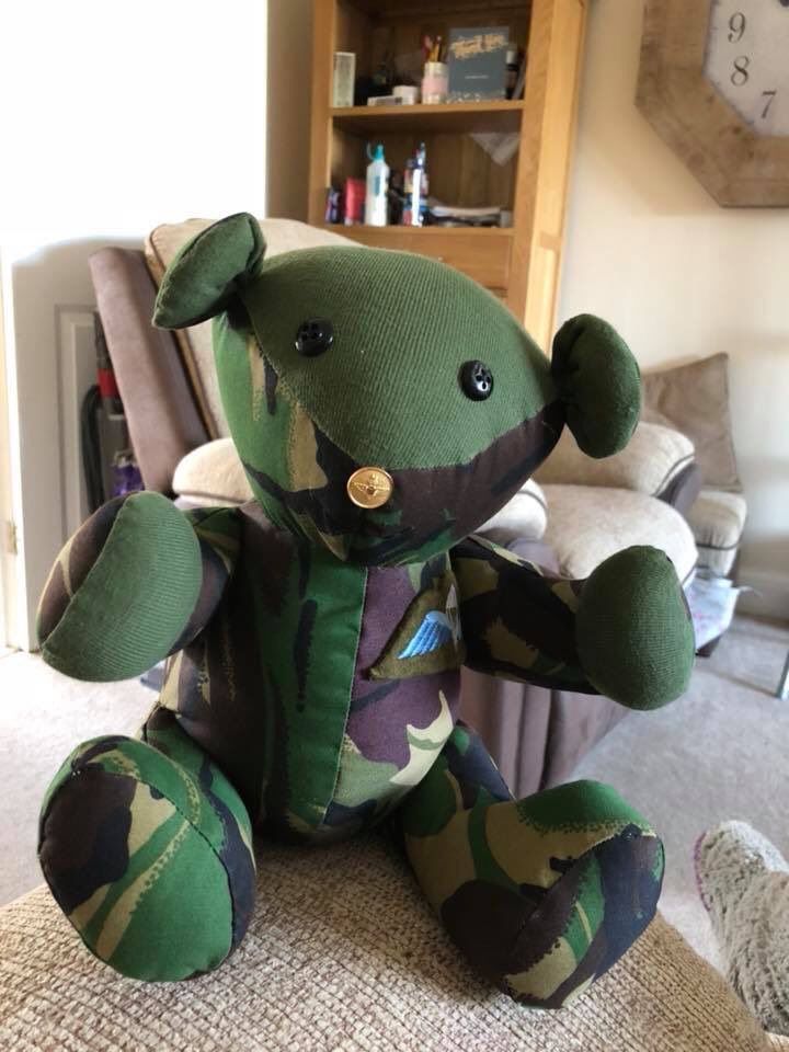 This keepsake bear was gifted to a Falklands veteran this week after a generous bid for military mental health charities xx #proudtoserve #military #keepsake #handmadebyme