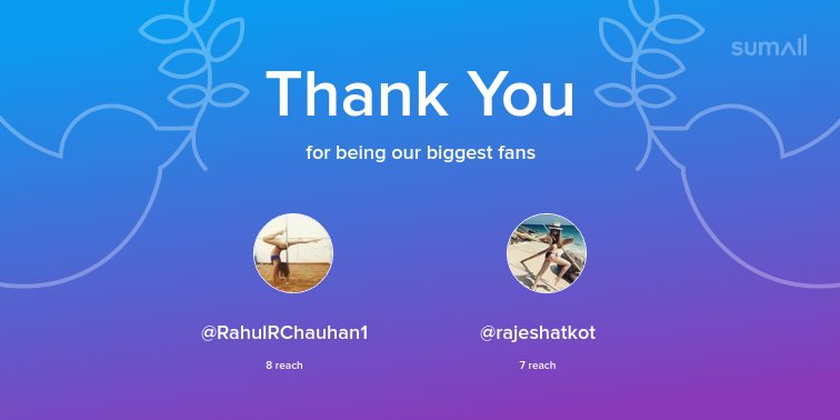 Our biggest fans this week: <a href="/RahulRChauhan1/">Rebecca</a>, <a href="/rajeshatkot/">Jessie</a>. Thank you! via sumall.com/thankyou?utm_s…