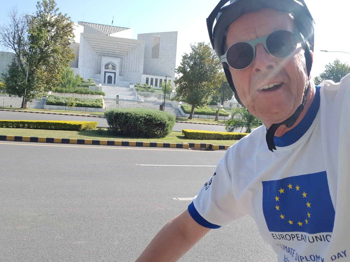 On the bike!!! Its #ClimaDiplo. Great way to get around in #Islamabad. Biking is clean and cheap. Thank @JFCautainEU for organising this all day event. Will keep you posted. Who of you has bike? Lets organise a bike tour together!