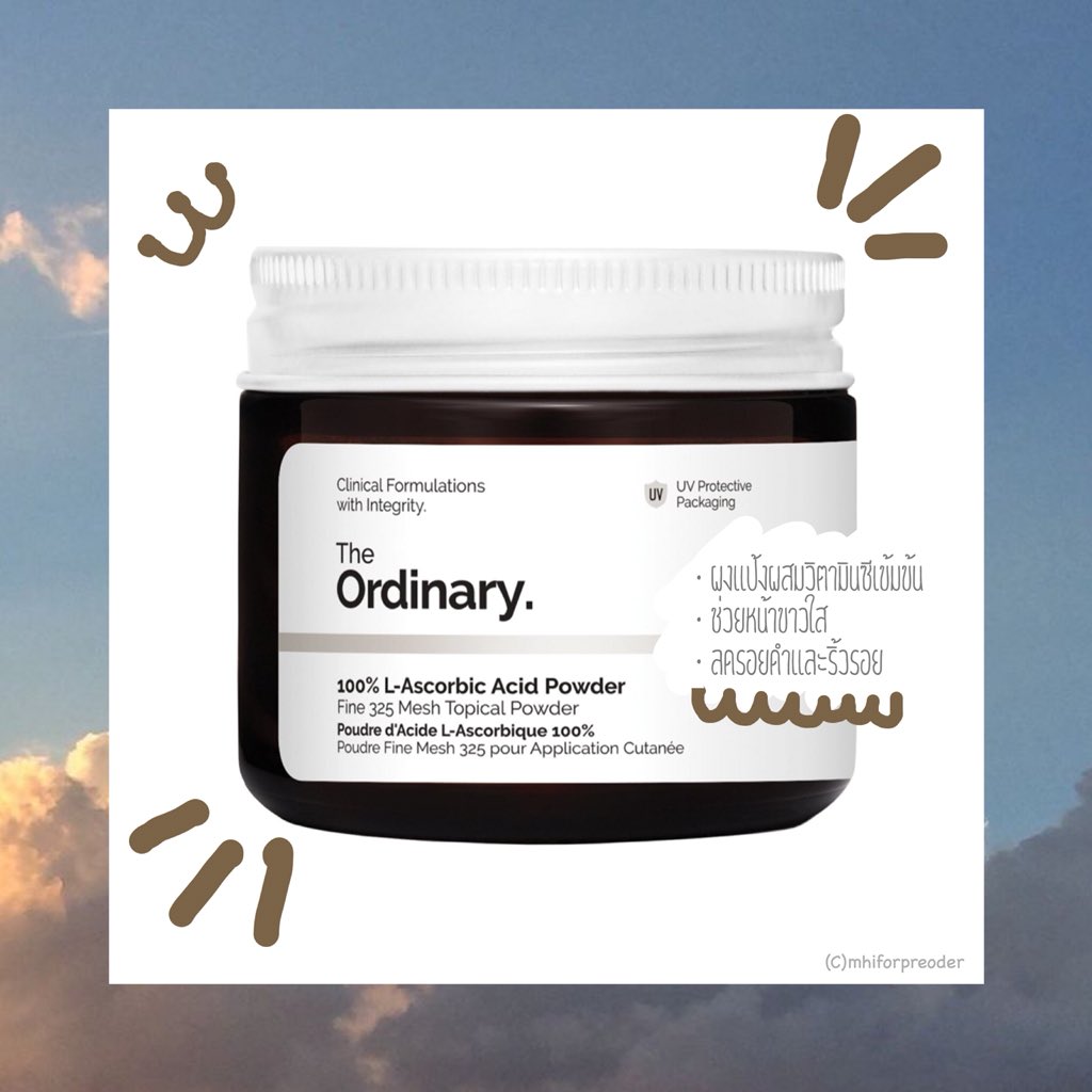mhiforpreoder's tweet photo. 🌞 100% L-Ascorbic Acid Powder 20g
⭐️ ราคา 280฿
• วิตามินซีผง 100%
• ช่วยให้ผิวกระจ่างใส
• ลดจุดด่างดำ
• กระตุ้นการสร้างคอลลาเจน ⚠️ ห้ามใช้คู่กับ Niacinamide และ EUK

#TheOrdinary #theordinaryskincare #theordinarythailand #mhiforpreoder #พรีออเดอร์ https://t.co/jD90iAxPpc