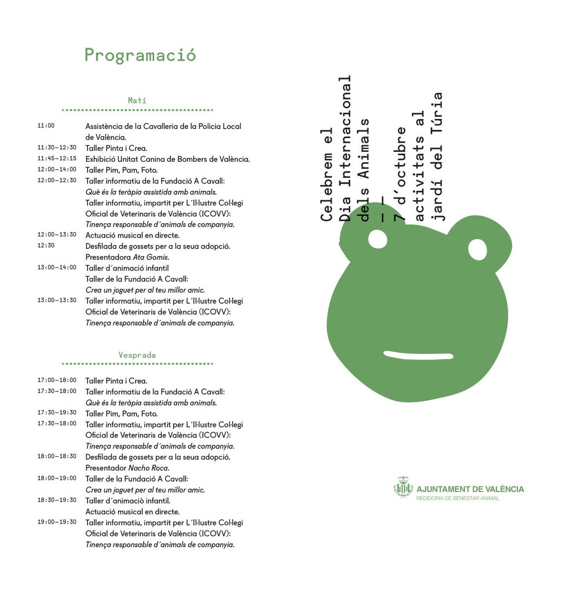 Durant la jornada de hui en la Fira Animalista de València comptarem amb molts tallers per a menuts i majors. Mireu, mireu! S’ho passarem bomba! 🎈🎈🎈