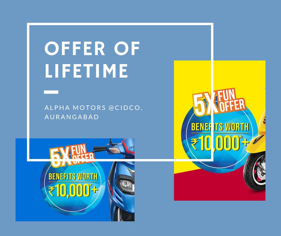 alphaamotors's tweet photo. Aprilia brings you the 5X Fun Offer. Get benefits worth Rs.10,000/-* on that Aprilia you’ve been eyeing for so long. Get to your closest dealer and race out like a champion. #bearacer
#AlphaMotors #Aurangabad #Marathwada #offer #vespalove https://t.co/3OQtqFe4wG