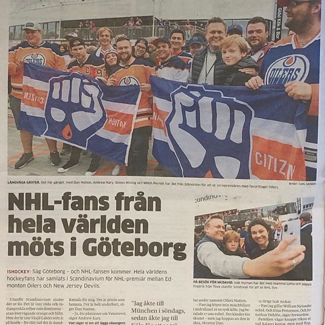 OilersNation's tweet photo. ON making international news. 
Gothenburg Times this morning. 
#NHL #Oilers https://t.co/gZj5L9A4KX https://t.co/gW6f5dsu5f