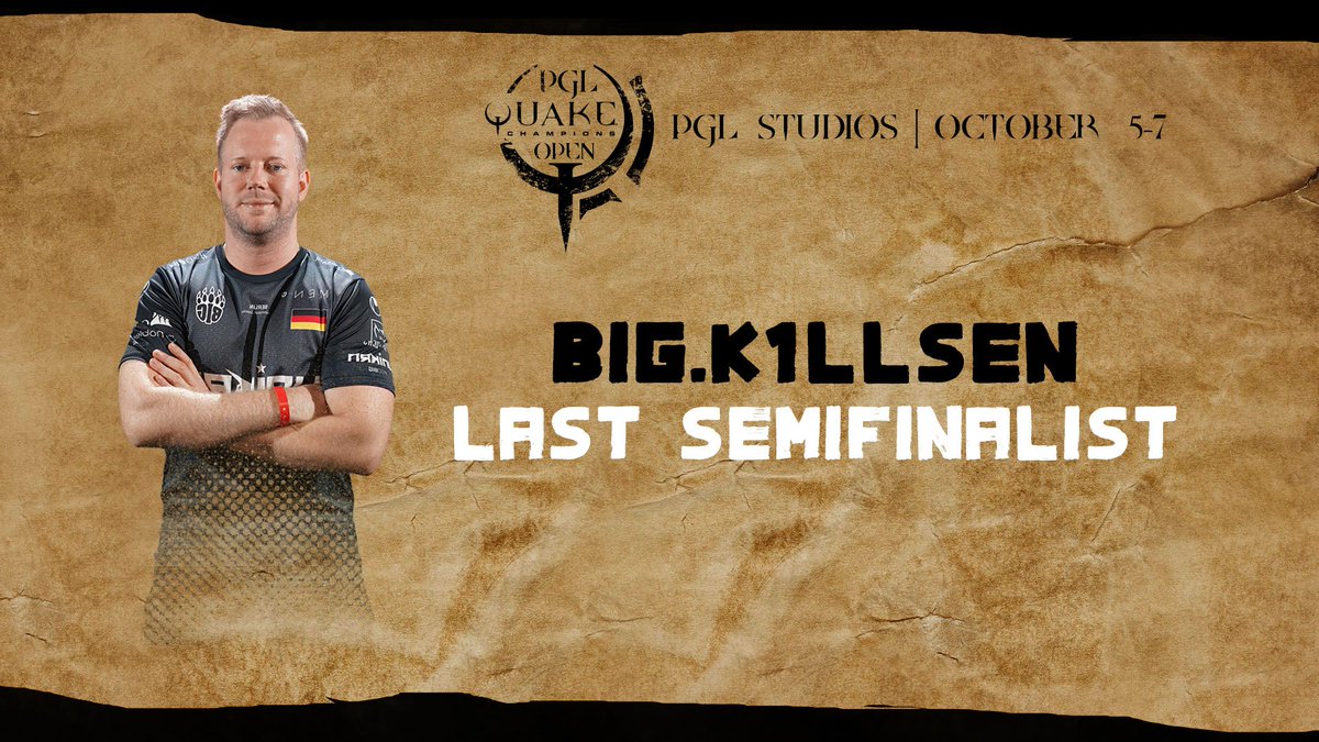 Quake's tweet photo. Great news for @BIGCLANgg fans , @k1llsen is the last semifinalist and will face @AntonSingov for a spot in the final . #pglopen #quake #gobig https://t.co/1wVFccpOJ9