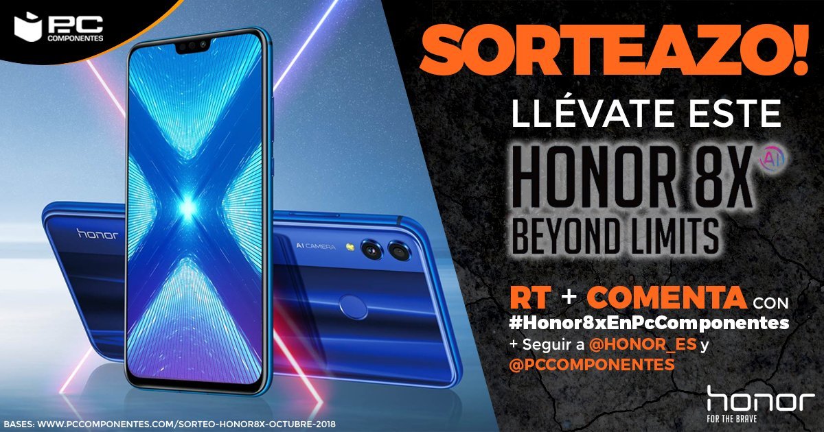 pccomponentes's tweet photo. VAMOS QUE SE ACABA! RT+ FOLLOW @Honor_ES y @PcComponentes y comenta con #Honor8xEnPcComponentes Llévate el nuevo smartphone Honor 8x! https://t.co/OtyeJn57ix