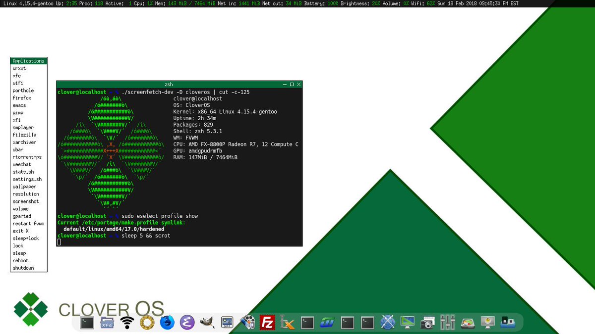 opensourcefeed's tweet photo. Clover OS - A minimal distribution based on Gentoo has been added to our gallery.
https://t.co/FgMV7KdN0Q @cloveros_ga #CloverOS https://t.co/s2k9YbOLsY