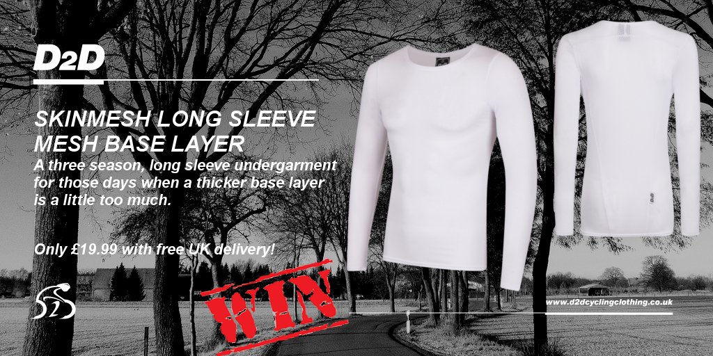 d2dcycling's tweet photo. #Competition reminder for a seasonally appropriate prize! For a chance to #win one of our men’s or ladies ‘Skinmesh’ long sleeve base layers, simply FOLLOW US &amp; RETWEET this tweet! Draw tonight at 8pm. T&amp;C on website. #cycling #comp 
https://t.co/y4Y6xCaZux https://t.co/Pt3ZO3VH94