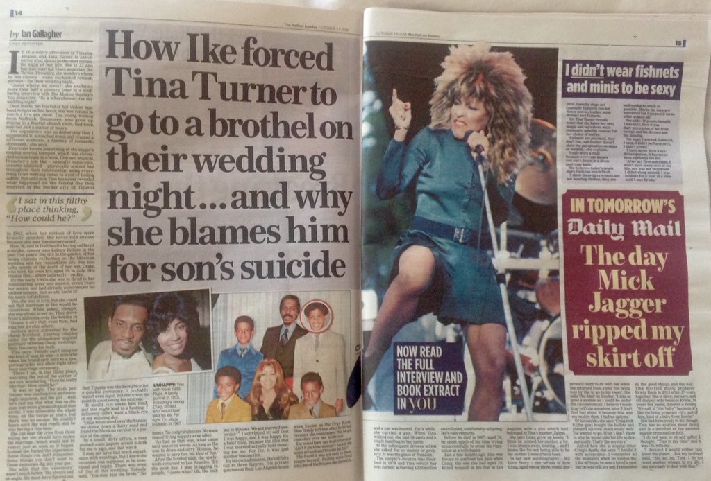 MattNixson's tweet photo. The legend that is #TinaTurner's new autobiography, My Love Story, serialised in #MailonSunday and @YOUMagSocial today. Absolutely compelling story. And more to come in #DailyMail tomorrow. #SundaySerial https://t.co/kVUAT51BJH