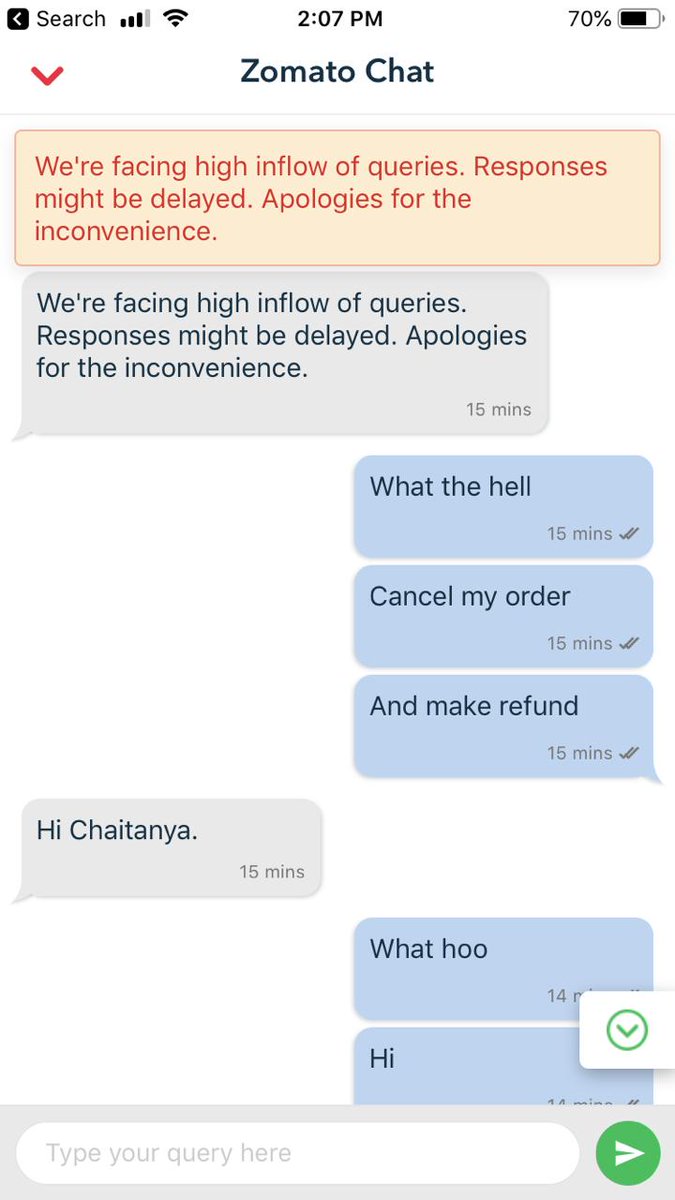 chanikya123's tweet photo. @Zomato @zomatocare @ZomatoIN 
Worst service. Ordered 1 hour ago but still not received. Not even cancelling the order. No response from team.
order I'd. 13187279309 https://t.co/KU5VWKUTnX