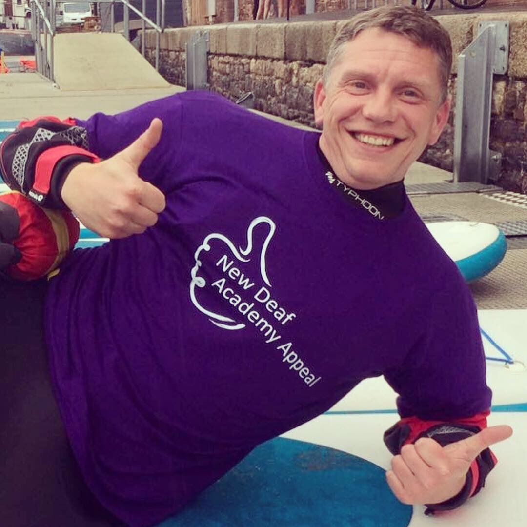 DeafAcademy's tweet photo. Yesterday some staff and students were at #ExeterSportsFest hosted by @DeafGetActive to try out #paddleboarding #kayaking & #climbing It was a ๐งday, but great turn out. CSW Ben did a brill job at the event for us & didnโt stop smiling all day! #newdeafacademy #lendahand #deaf https://t.co/TqYyuerGNM