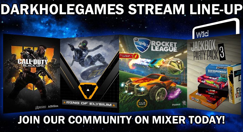 CreoVox's tweet photo. The stream week for @Darkholegames on @WatchMixer is approaching! We are a variety streaming community that always brings laughs and good vibes for all ages! #BlackOps4 is our newest addition coming to the line-up.
See you Tue at 2pm CST!
https://t.co/pbrY9oww3n
#DHGFam! https://t.co/wjgsW7G24O