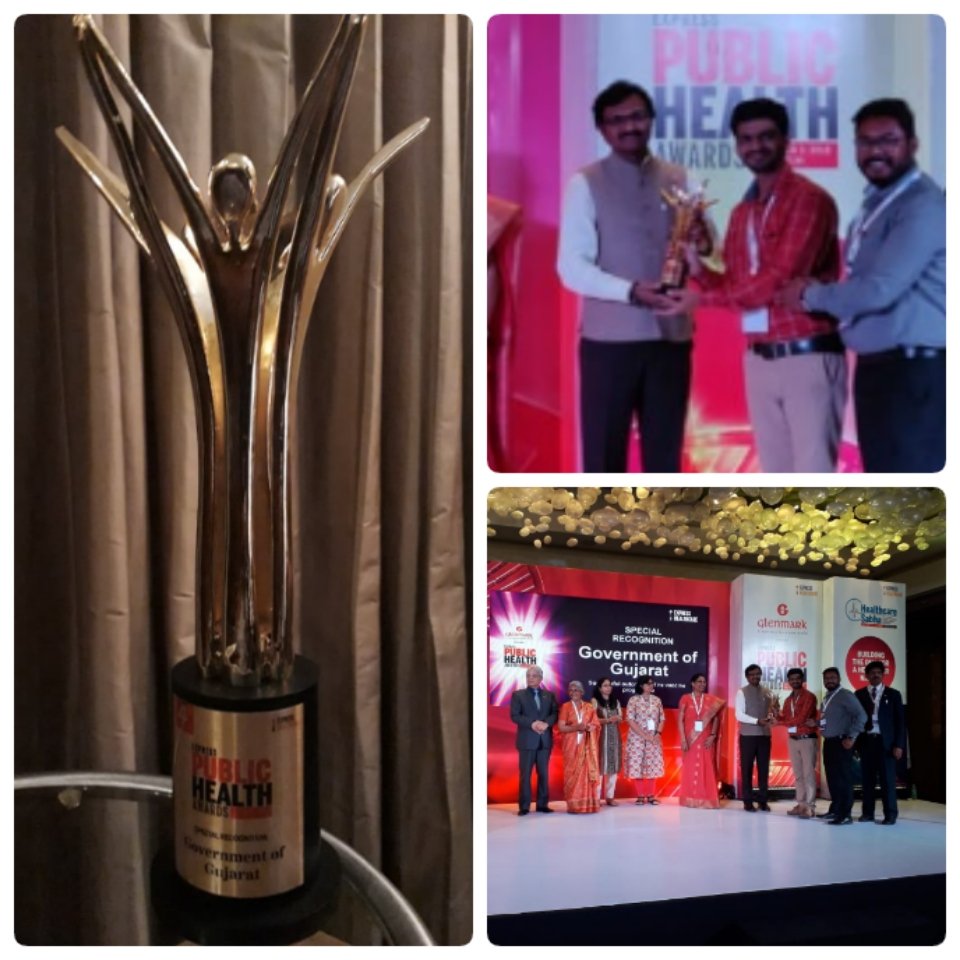 NHMGujarat's tweet photo. PROUD MOMENT!
Goverment of Gujarat ( Health Department) has been awarded by Indian Express group for exemplary work in Measles Rubella vaccination and eVIN electronic vaccine intelligence network
@CMOGuj @Nitinbhai_Patel 
@drgaurav09ias @MoHFW_INDIA https://t.co/m4g40BQuqd
