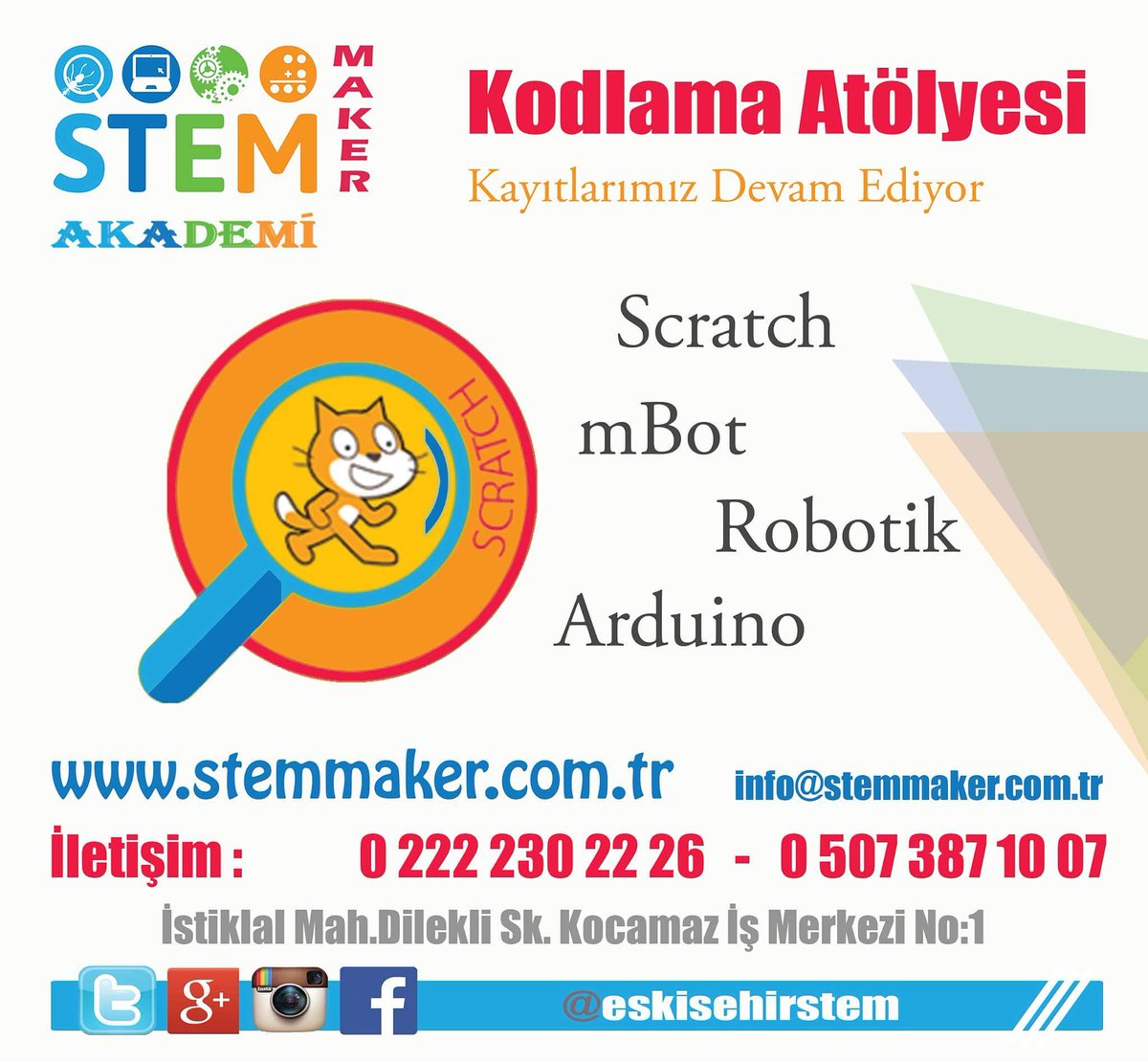 4mevsim26's tweet photo. 7-16 yaş arası #Arduino #Scratch #mBot #Robotik Kayıtlarımız Devam Ediyor.
#Eskişehir #StemMaker
Adres: İstiklal Mah. Dilekli Sk. Kocamaz İş Merkezi No: 1 (Esnaf sarayı B Kapısı Karşısı)
☎ Telefon: 0 222 230 22 26
📲 GSM: 0 507 387 10 07 https://t.co/wfV4HMbT02