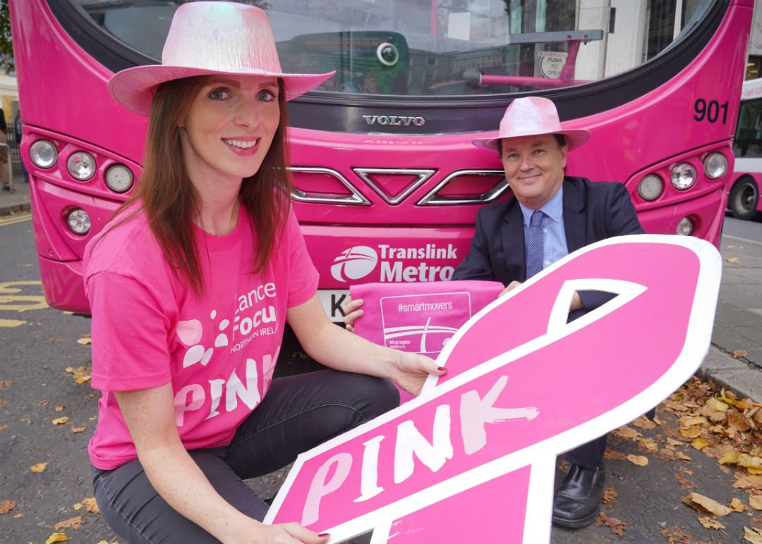 Translink_NI's tweet photo. Wear PINK this Friday, October 12th, for a chance to win travel PRIZES when you travel through the Europa #PinkPassenger #WearPink @CancerFocusNI 💗 #BreastCancerAwarenessMonth ^JC https://t.co/P87ldqd14s