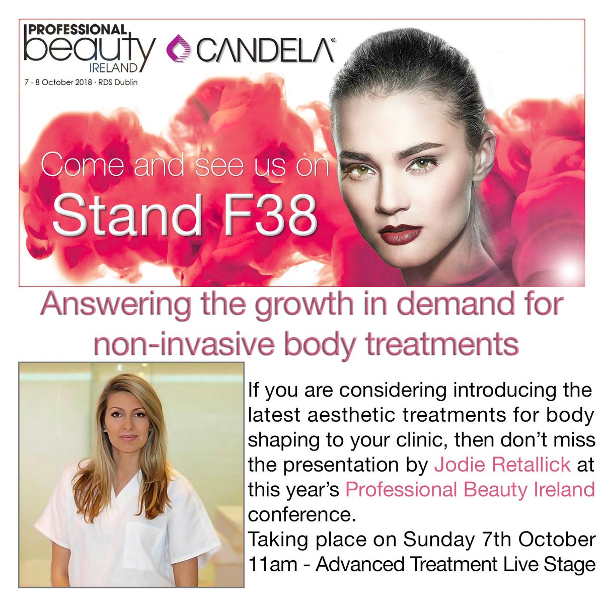 CandelaMedical1's tweet photo. Well it's the 1st day of the @pro_beauty Ireland show!
Come &amp; meet Grace &amp; Jodie on Stand F38 where we will be running #UltraShapePower &amp; #VelaShapeIII demonstrations 
NB. MAKE A NOTE OF OUR TALK TODAY AT 11am
• "Answering the growth in demand for non-invasive body treatments" https://t.co/1Sdz9jQcWA