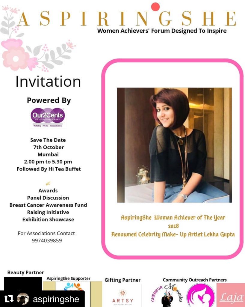 makeupbylekha's tweet photo. Thank you @aspiringshe for having me as an awardee. It’s an extremely humbling feeling. I congratulate all women achievers today who are a part of the event! It’s a brilliant initiative and women empowerment is something very close to my heart. Cheers ! https://t.co/ZX2K7ReC2O