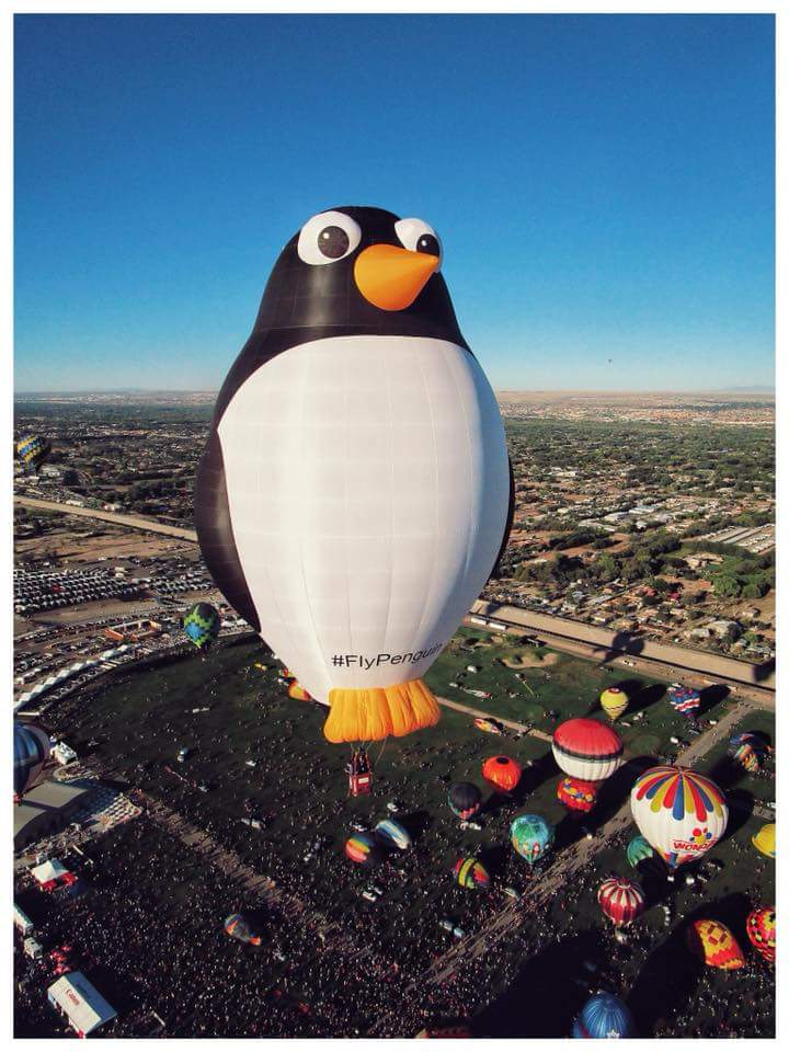 XBallooning's tweet photo. #TallSteve enjoyed his first flight @balloonfiesta 2018 yesterday! Thousands of people came to see the first mass ascent of this legendary event! #XBallooning #Albuquerque #PenguinInTheDesert #BalloonFiesta #FlyPenguin #hotairballoon https://t.co/ICQ1PvNnVF